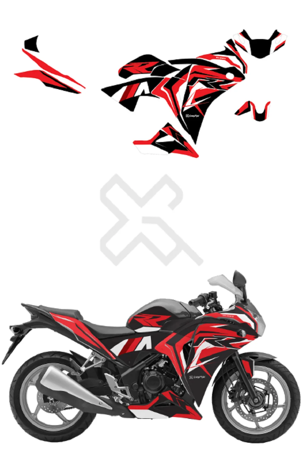 RR Edition Full Body Sticker Compatible with CBR 250R | Made In Premium Matte Vinyl With FPF (Fade Protection Film), Waterproof, Precut Sticker, Pack of 1 Compatible with Both Side